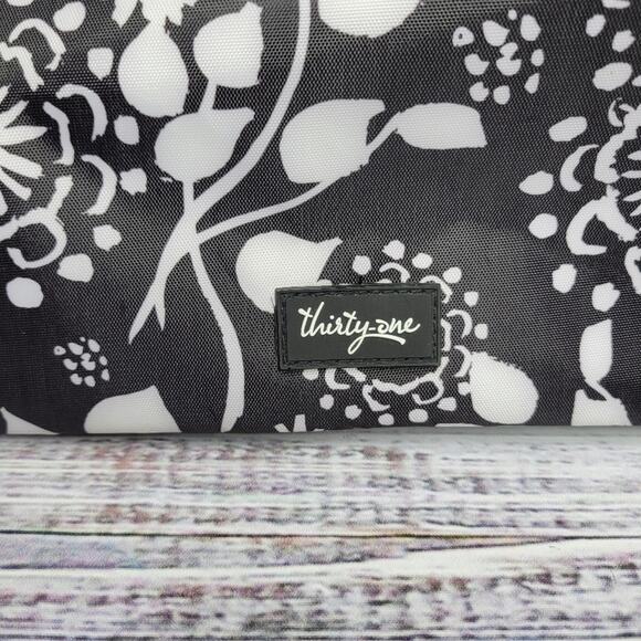Thirty-One Party Floral Large Insulated Cooler Tote Black and White EUC - Picture 8 of 9